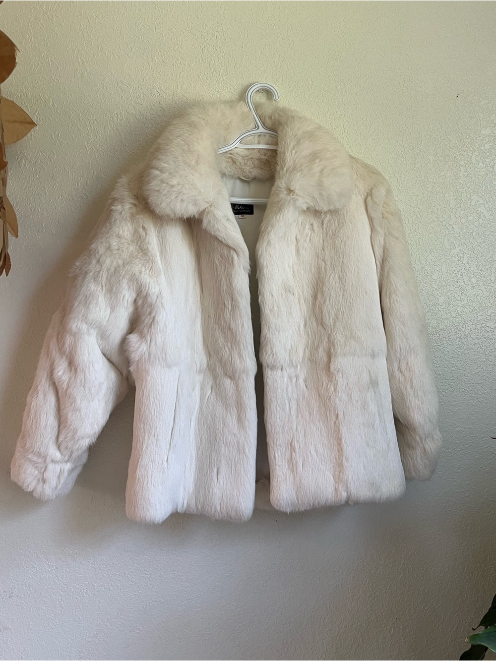 Women's Cream Faux Fur Teddy Jacket with Plush Collar